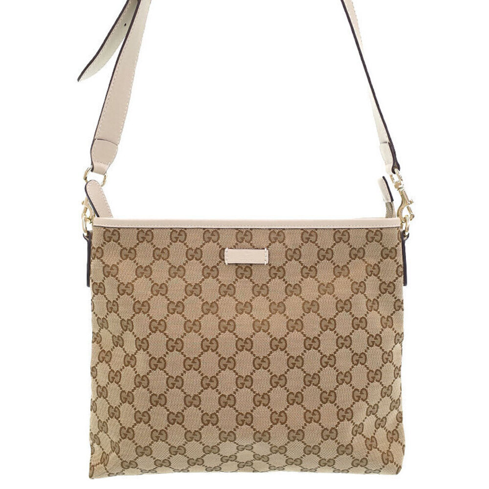 Gucci beige ebony GG canvas crossbody bag Brown